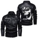 Custom Name Ski Doo Skull Leather Jacket - Personalized Logo Car Motorcycle Model