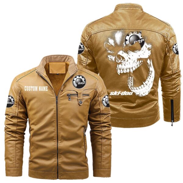 Custom Name Ski Doo Skull Leather Jacket - Personalized Logo Car Motorcycle Model - Image 10