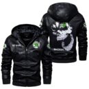 Custom Name Skoda Skull Leather Jacket - Personalized Logo Car Motorcycle Model