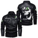 Custom Name Skoda Skull Leather Jacket - Personalized Logo Car Motorcycle Model