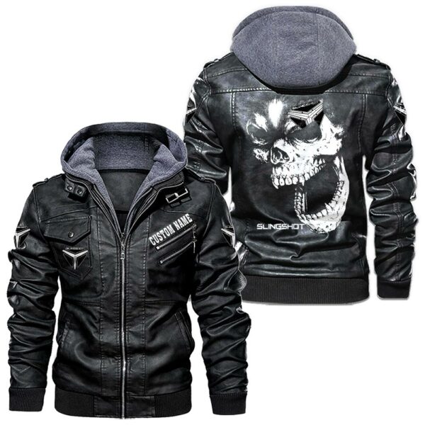 Custom Name Slingshot Skull Leather Jacket - Personalized Logo Car Motorcycle Model