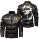 Custom Name Smart Skull Leather Jacket - Personalized Logo Car Motorcycle Model