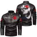 Custom Name Suzuki Skull Leather Jacket - Personalized Logo Car Motorcycle Model