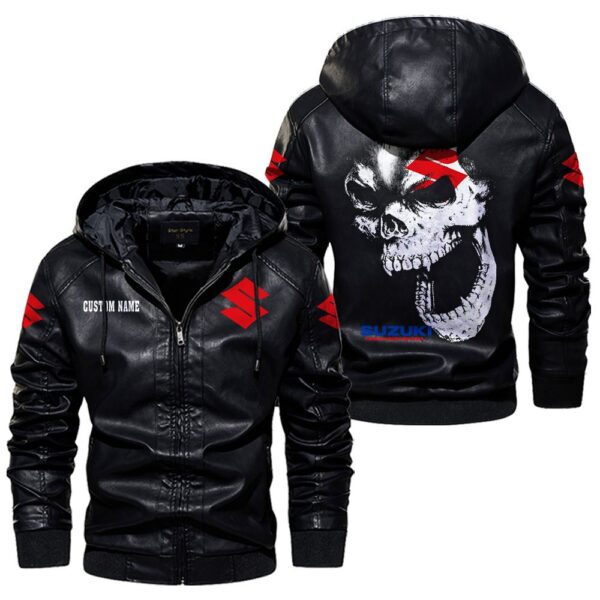 Custom Name Suzuki Skull Leather Jacket - Personalized Logo Car Motorcycle Model - Image 5