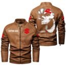 Suzuki Hayabusa Leather Jackets, Black And Brown Vintage Style, Customize Name And Any Logo, Car Or Motor Model