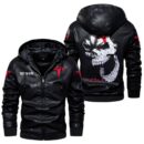Custom Name Tesla Motors Skull Leather Jacket - Personalized Logo Car Motorcycle Model