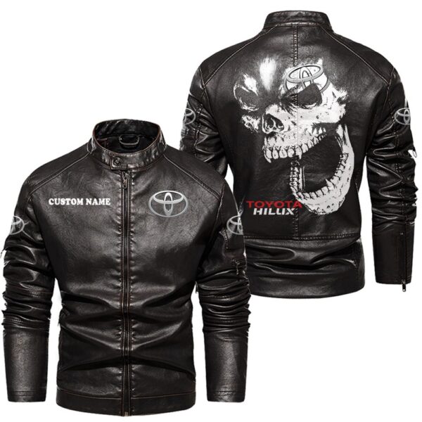 Custom Name Toyota Hilux Skull Leather Jacket - Personalized Logo Car Motorcycle Model - Image 3