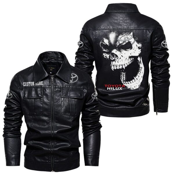 Custom Name Toyota Hilux Skull Leather Jacket - Personalized Logo Car Motorcycle Model - Image 7