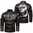 Custom Name Toyota Land Cruiser Skull Leather Jacket - Personalized Logo Car Motorcycle Model
