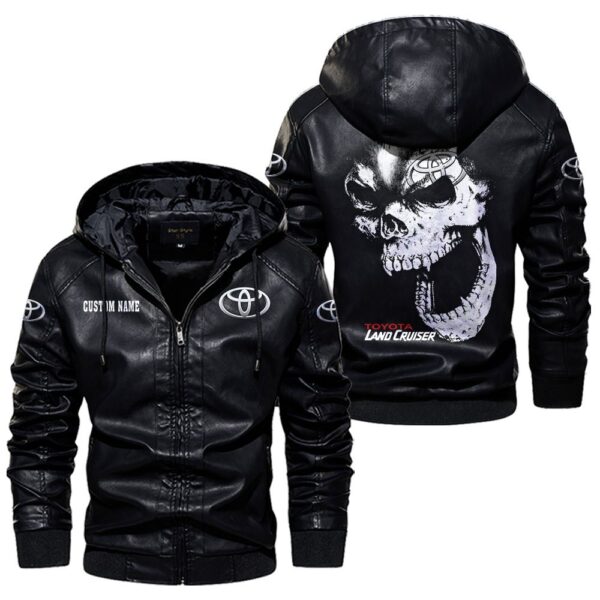 Custom Name Toyota Land Cruiser Skull Leather Jacket - Personalized Logo Car Motorcycle Model - Image 5