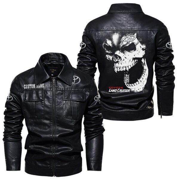Custom Name Toyota Land Cruiser Skull Leather Jacket - Personalized Logo Car Motorcycle Model - Image 7