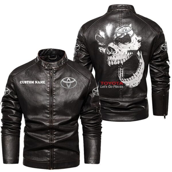 Custom Name Toyota Skull Leather Jacket - Personalized Logo Car Motorcycle Model - Image 3