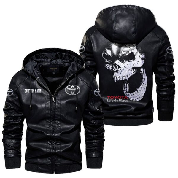 Custom Name Toyota Skull Leather Jacket - Personalized Logo Car Motorcycle Model - Image 5