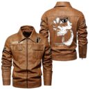 Custom Name Triumph Motorcycles Skull Leather Jacket - Personalized Logo Car Motorcycle Model