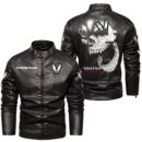Custom Name Valtra Skull Leather Jacket - Personalized Logo Car Motorcycle Model