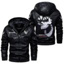 Custom Name Valtra Skull Leather Jacket - Personalized Logo Car Motorcycle Model