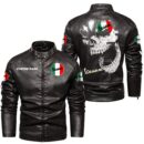Custom Name Vespa Skull Leather Jacket - Personalized Logo Car Motorcycle Model