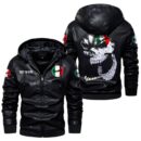 Custom Name Vespa Skull Leather Jacket - Personalized Logo Car Motorcycle Model