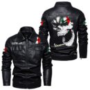 Custom Name Vespa Skull Leather Jacket - Personalized Logo Car Motorcycle Model