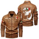 Custom Name Vespa Skull Leather Jacket - Personalized Logo Car Motorcycle Model