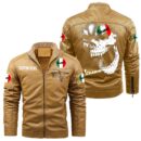Custom Name Vespa Skull Leather Jacket - Personalized Logo Car Motorcycle Model