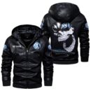 Custom Name Volkswagen Skull Leather Jacket - Personalized Logo Car Motorcycle Model