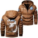 Custom Name Volkswagen Skull Leather Jacket - Personalized Logo Car Motorcycle Model