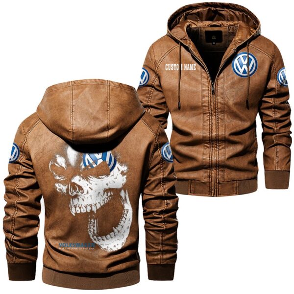 Custom Name Volkswagen Skull Leather Jacket - Personalized Logo Car Motorcycle Model - Image 6