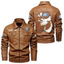 Custom Name Volkswagen Skull Leather Jacket - Personalized Logo Car Motorcycle Model