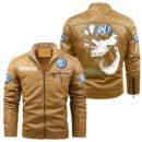 Custom Name Volkswagen Skull Leather Jacket - Personalized Logo Car Motorcycle Model