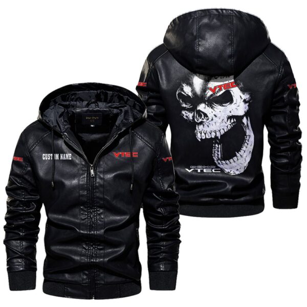 Custom Name DOHC VTEC Leather Jacket - Personalized Logo Car Motorcycle Model - Image 5