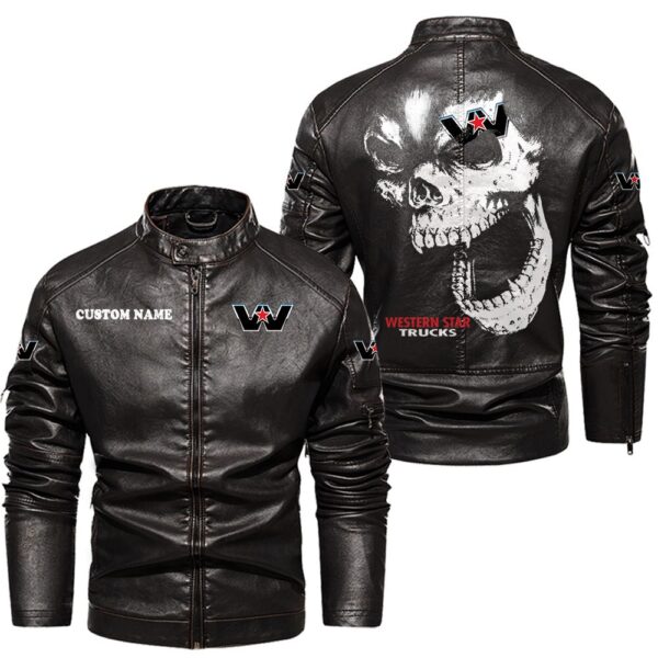 Custom Name Western Star Contrast Leather Jacket - Personalized Logo Car Motorcycle Model - Image 3
