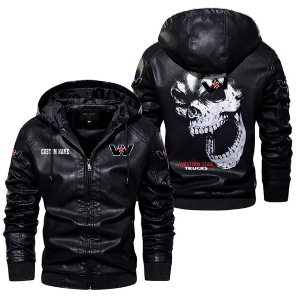 Custom Name Western Star Contrast Leather Jacket - Personalized Logo Car Motorcycle Model - Image 5