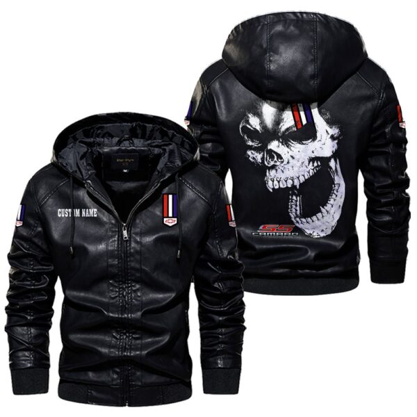 Custom Name Camaro Ss Skull Leather Jacket - Personalized Logo Car Motorcycle Model - Image 5