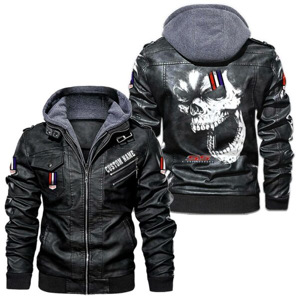 Custom Name Camaro Ss Skull Leather Jacket - Personalized Logo Car Motorcycle Model