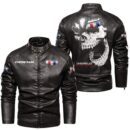 Custom Name Camaro Skull Leather Jacket - Personalized Logo Car Motorcycle Model