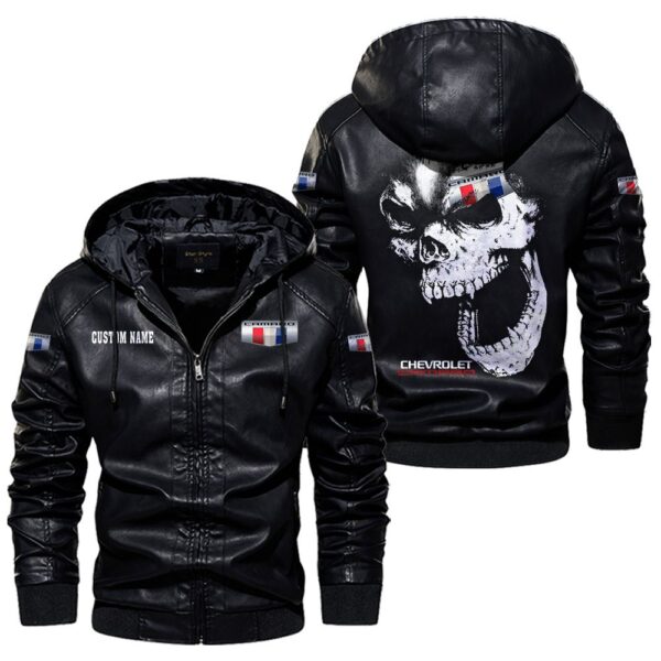 Custom Name Camaro Skull Leather Jacket - Personalized Logo Car Motorcycle Model - Image 5
