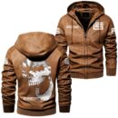 Custom Name Carroll Shelby Skull Leather Jacket - Personalized Logo Car Motorcycle Model