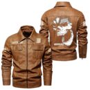 Custom Name Carroll Shelby Skull Leather Jacket - Personalized Logo Car Motorcycle Model
