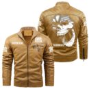 Custom Name Carroll Shelby Skull Leather Jacket - Personalized Logo Car Motorcycle Model
