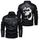 Custom Name Chevy Nascar Skull Leather Jacket - Personalized Logo Car Motorcycle Model