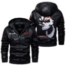 Custom Name Chevy Racing Skull Leather Jacket - Personalized Logo Car Motorcycle Model