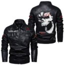 Custom Name Chevy Racing Skull Leather Jacket - Personalized Logo Car Motorcycle Model