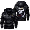 Custom Name Chevy Silverado Skull Leather Jacket - Personalized Logo Car Motorcycle Model