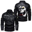 Custom Name Chevy Silverado Skull Leather Jacket - Personalized Logo Car Motorcycle Model