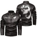 Custom Name Ford Bronco Skull Leather Jacket - Personalized Logo Car Motorcycle Model