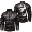 Custom Name Ford Mustang Skull Leather Jacket - Personalized Logo Car Motorcycle Model