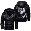 Custom Name Ford Mustang Skull Leather Jacket - Personalized Logo Car Motorcycle Model