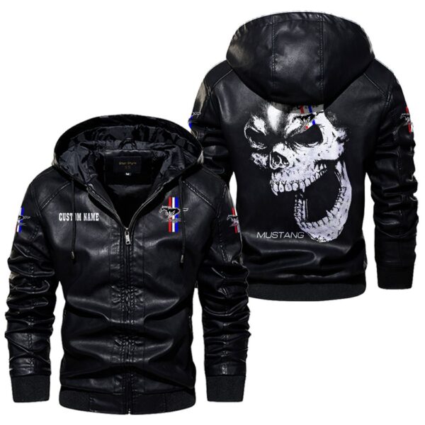 Custom Name Ford Mustang Skull Leather Jacket - Personalized Logo Car Motorcycle Model - Image 5