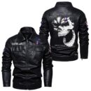 Custom Name Ford Mustang Skull Leather Jacket - Personalized Logo Car Motorcycle Model